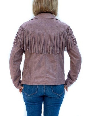 Light purple suede tassel motorcycle jacket