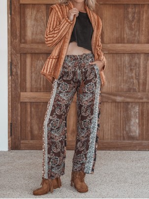 Loose Print Casual Breeze Trousers