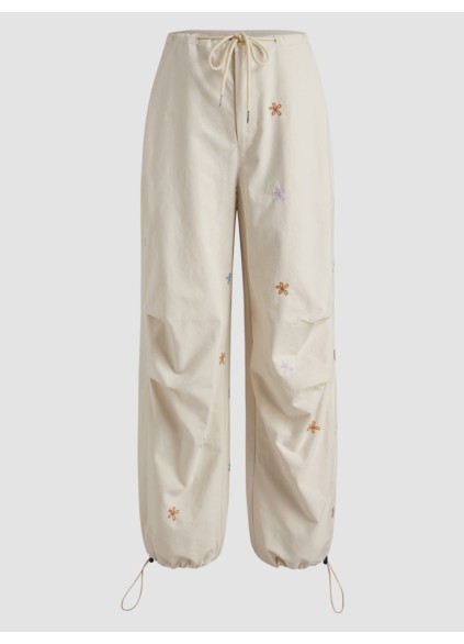 Mid Waist Floral Parachute Jogger Trousers