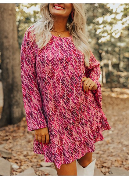 Floral print pink dress