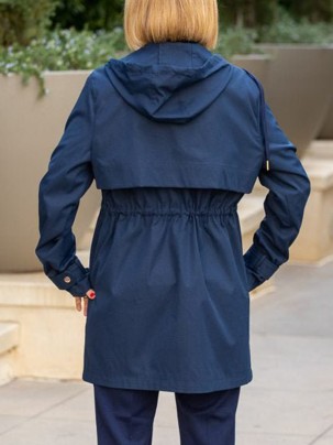 Navy layered drawstring trench coat