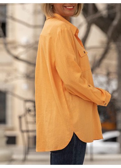 Orange button pocket shirt