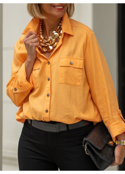 Orange button pocket shirt