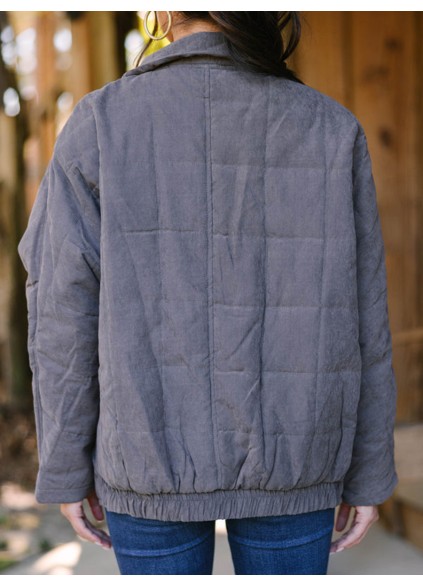 Gray Quilted Jacket