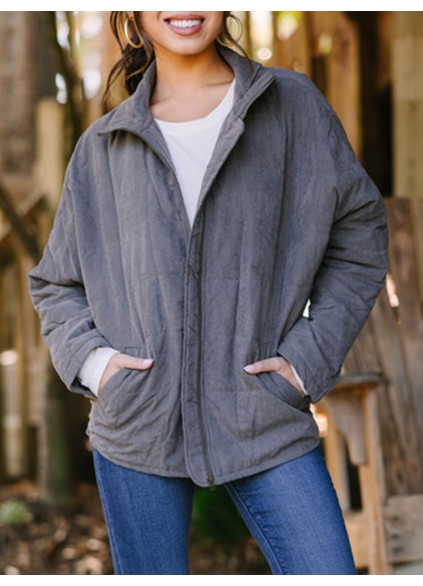 Gray Quilted Jacket