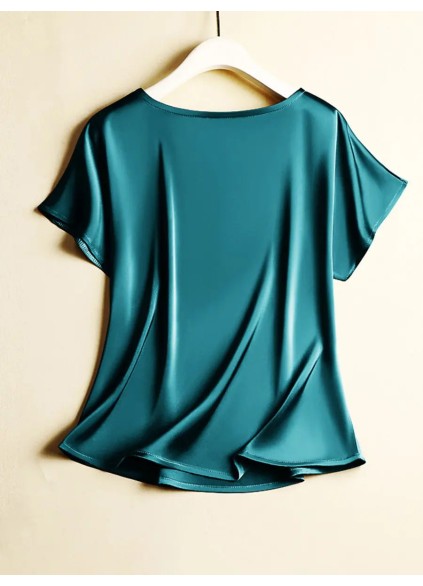 Peacock green elegant satin shirt