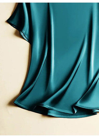 Peacock green elegant satin shirt