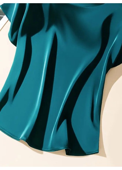 Peacock green elegant satin shirt