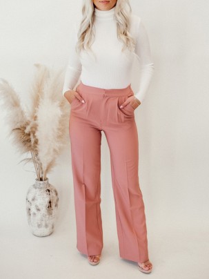 Pink straight suit pants