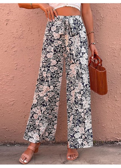 Plant printed casual pants