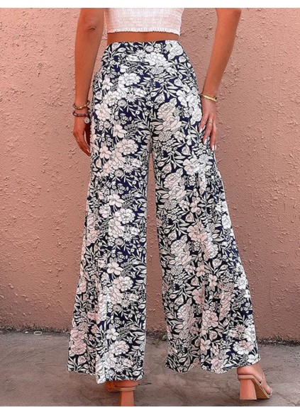 Plant printed casual pants