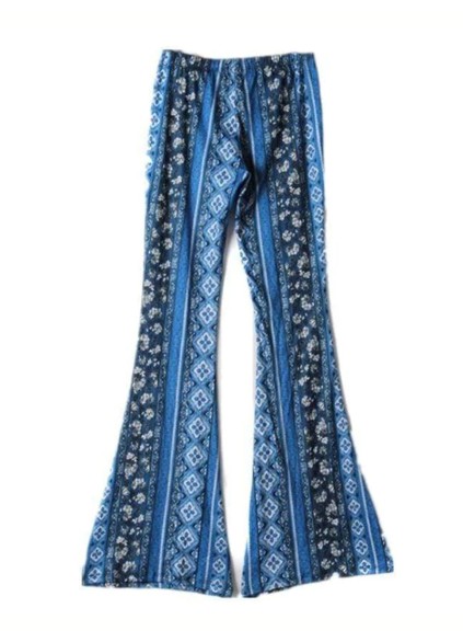 Plant printed slim flared pants