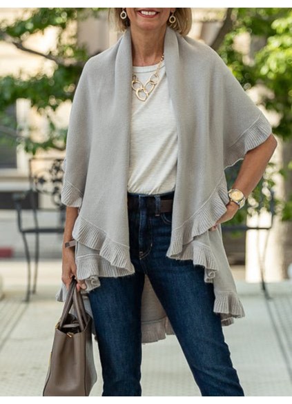 Putty cape vest with ruffles