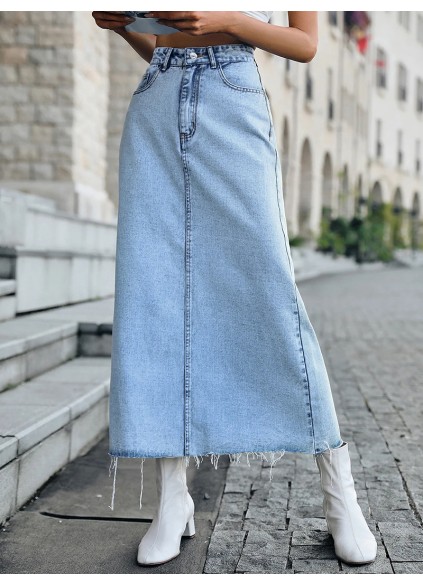 Raw Hem Denim Skirt