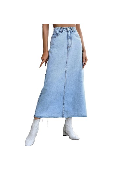 Raw Hem Denim Skirt