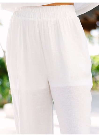 Relaxed Fun White High Rise Pants