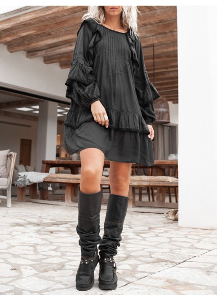 ruffled long sleeve dress