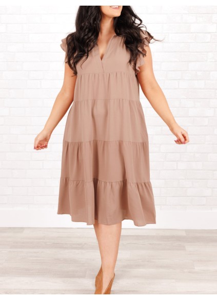 Ruffled Short Sleeve Loose fitting Dress