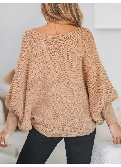 Sand Ribbed long Sleeve Sweater