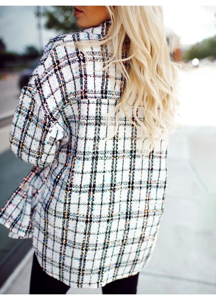 Women's black and white plaid jacket