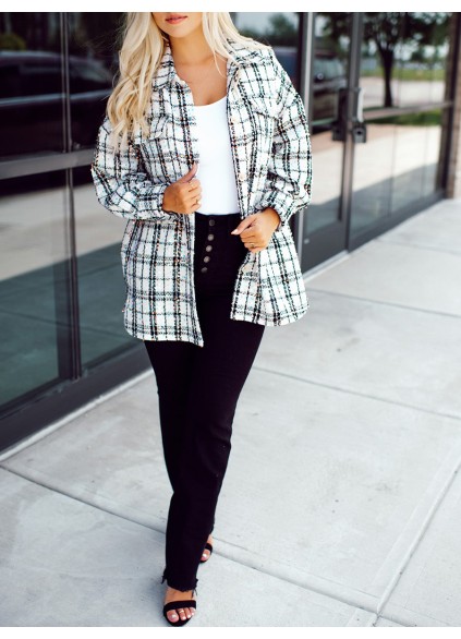 Women's black and white plaid jacket