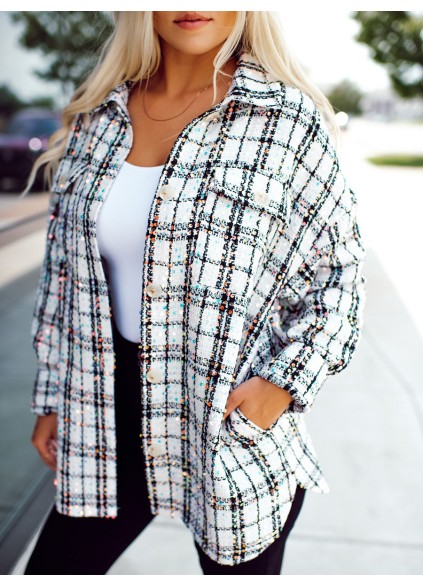 Women's black and white plaid jacket