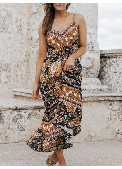 Sexy Bohemian halter print dress