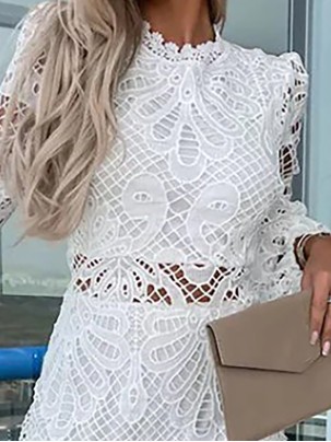 LACE PETAL TRIM MINI DRESS