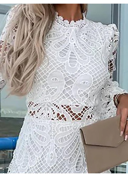 LACE PETAL TRIM MINI DRESS