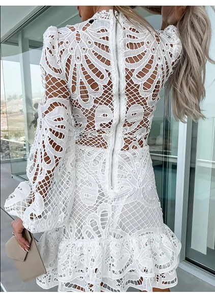 LACE PETAL TRIM MINI DRESS