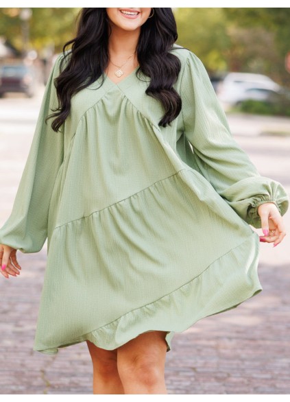 Split V-neck loose fitting dress