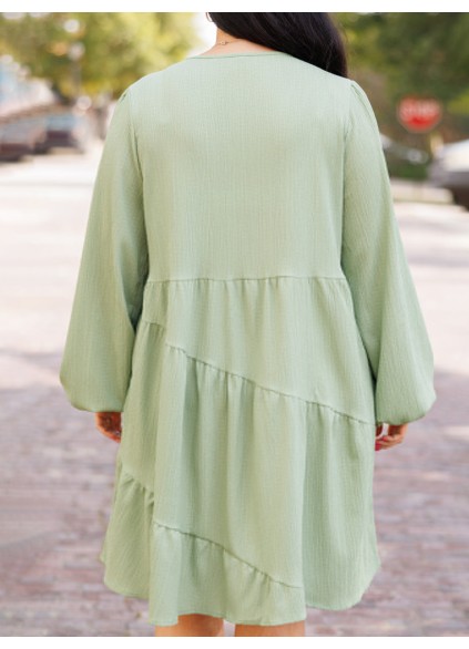 Split V-neck loose fitting dress