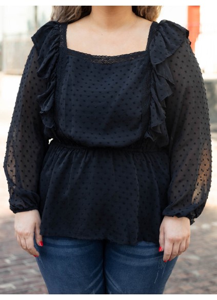 Square collar ruffled shirt