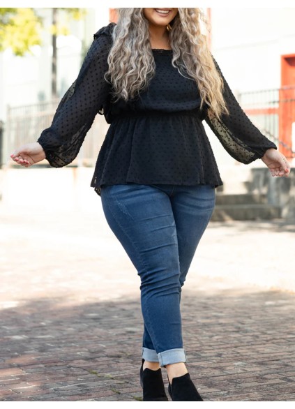 Square collar ruffled shirt