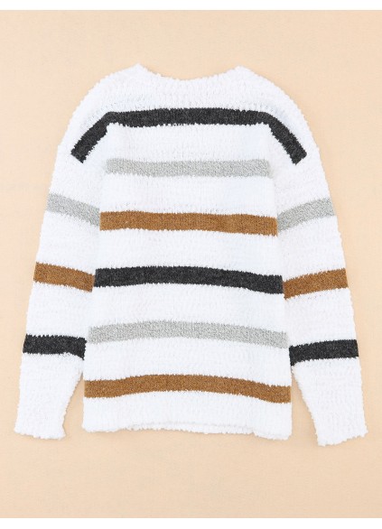 Striped Popcorn Knit Sweater