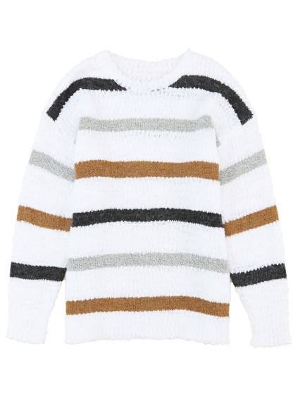 Striped Popcorn Knit Sweater