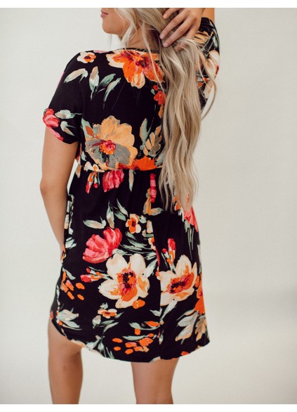 Tropical floral pattern dress