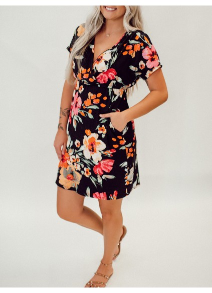 Tropical floral pattern dress