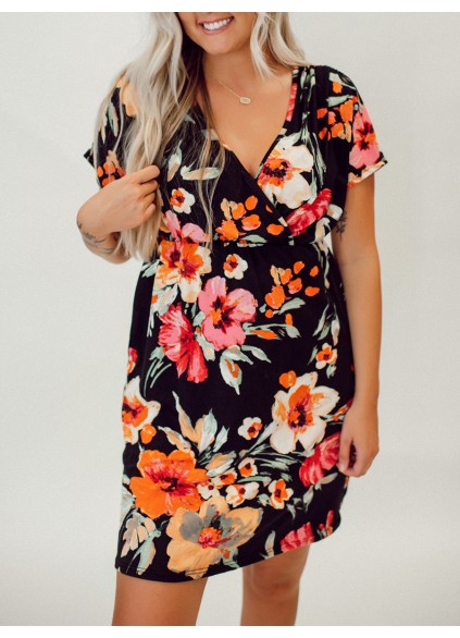 Tropical floral pattern dress