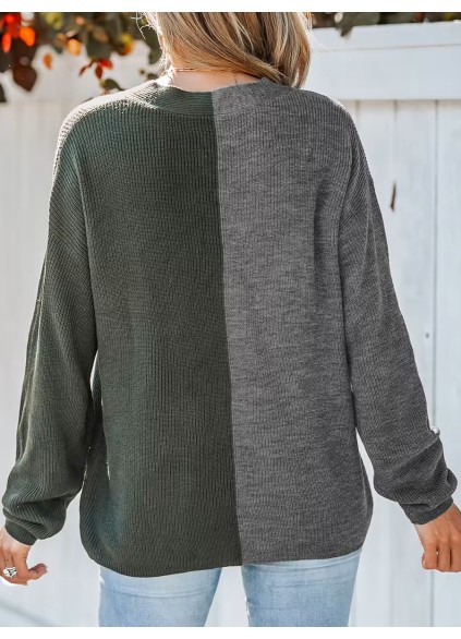 Two-tone ribbed sweatshirt