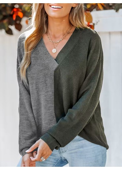 Two-tone ribbed sweatshirt