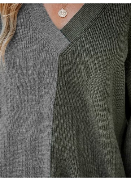 Two-tone ribbed sweatshirt