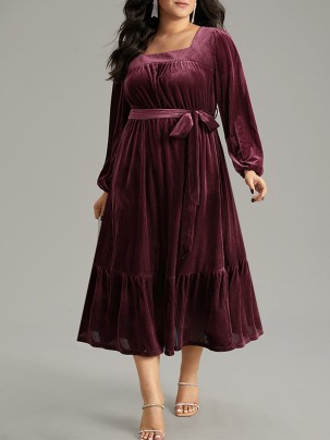 Velvet patchwork plus-size women's dress