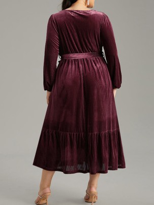 Velvet patchwork plus-size women's dress