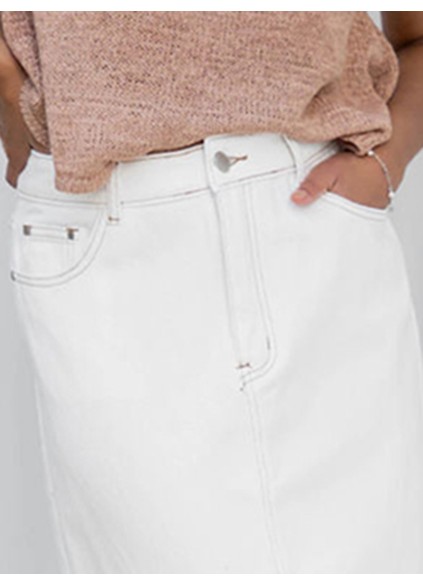 White  denim wash skirt