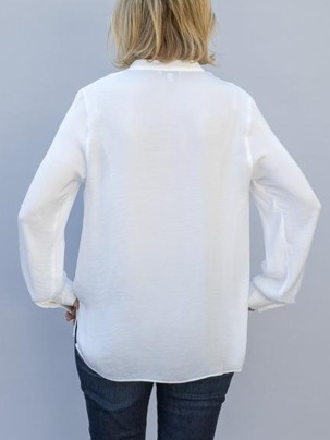 White Stand Collar Long Sleeve Blouse