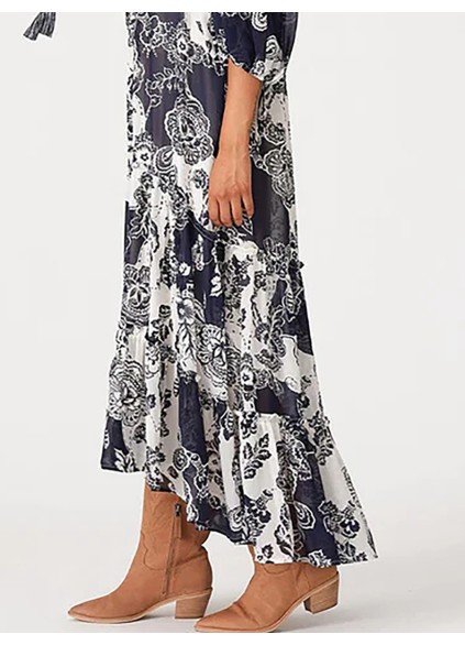 Women's black printed casual dress