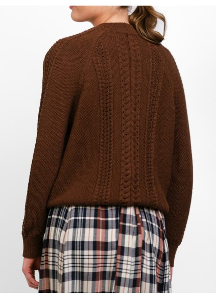 Women's brown woven cardigan