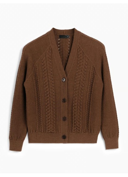 Women's brown woven cardigan