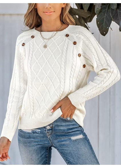 Women's cable knit button sweater